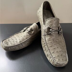 Salvatore Ferragamo Gray Loafers with Buckle Detail